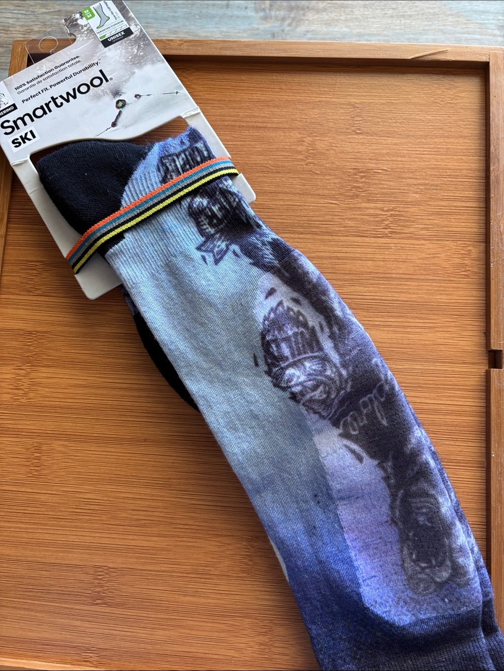 Smartwool Unisex Over Calf Socks - Blue Gradient Bear Pattern